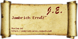 Jambrich Ernő névjegykártya